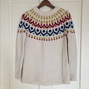 J. Crew Women's Fair Isle Sweater - Cream, Red, Blue, Yellow